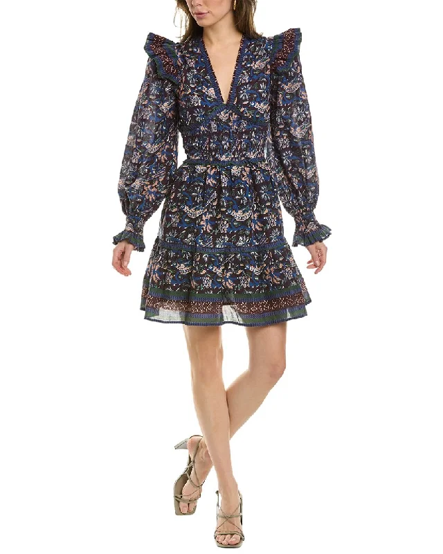 Act Now SEA NY Noah Print Smocked Dress