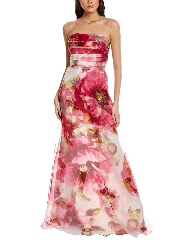 Discount Deals Rene Ruiz Floral Organza Strapless A-Line Gown