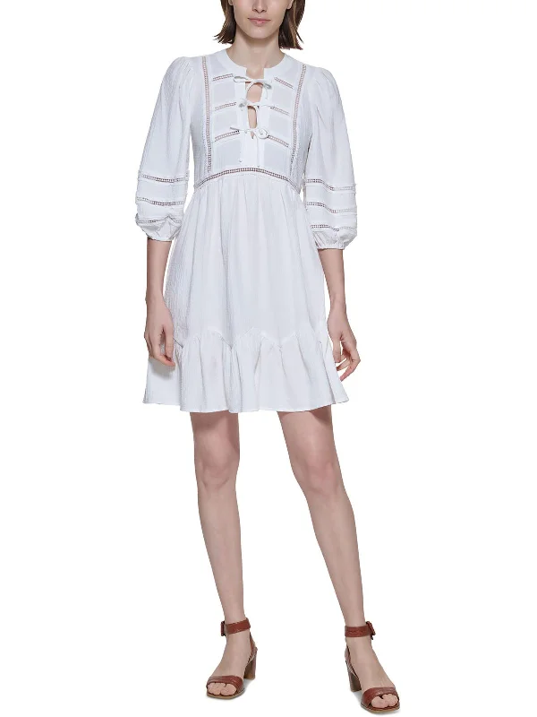 Limited Quantity Womens Open Stitch Mini Fit & Flare Dress