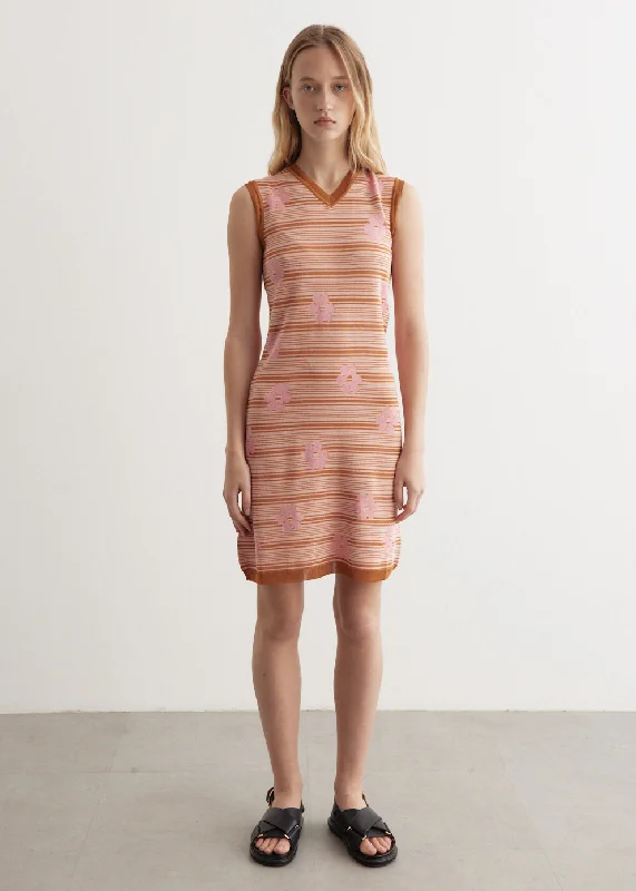Closeout Sale Striped Flowers Dress