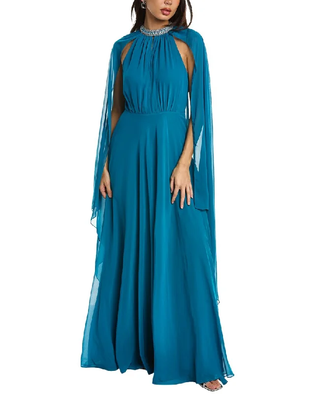 Must-Have Deals Teri Jon by Rickie Freeman Chiffon Cape Gown