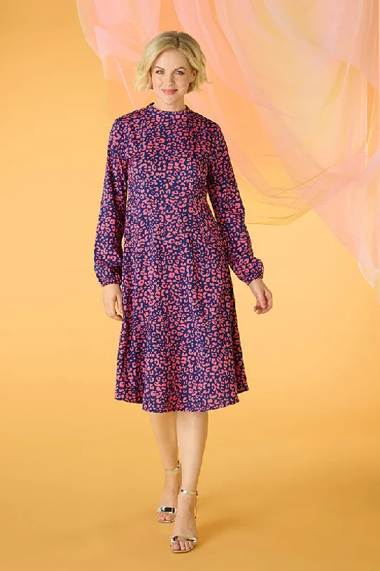 Take Advantage Leopard Print High Neck Tea Dress