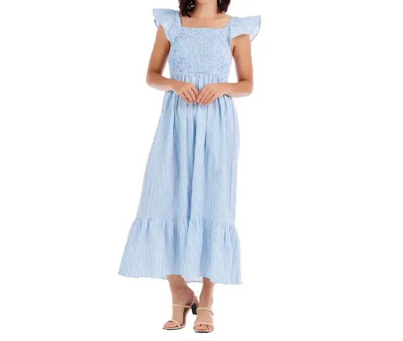 Deal of the Week Keya Smocked Maxi Dress In Blue