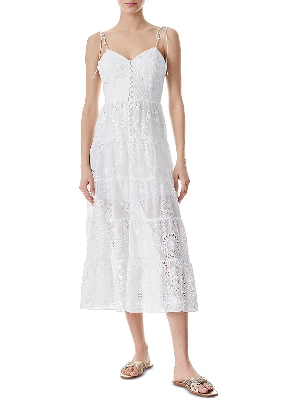 Final Markdown Womens Tiered Midi Fit & Flare Dress