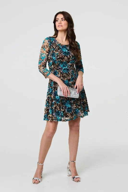 Season Finale Sale Floral Lace Short Fit & Flare Dress