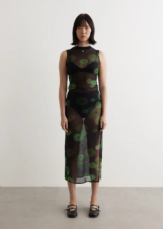 Super Sale Cymatics Print Mesh Dress