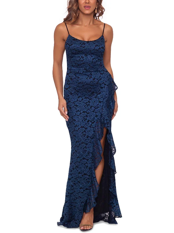 Today’s Deal Womens Embroidered Split-Leg Evening Dress