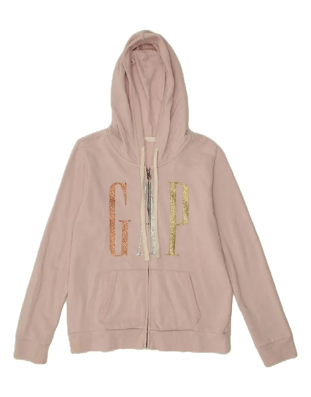 Can't Be Beat GAP Womens Graphic Zip Hoodie Sweater UK 10 Small Pink