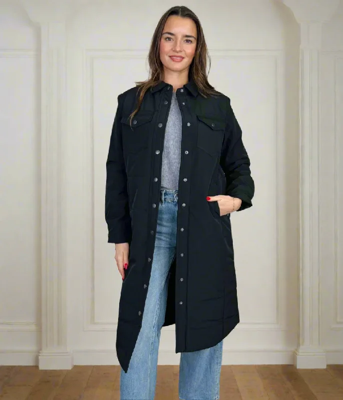 Hurry In Black Detachable Sleeves Padded Coat
