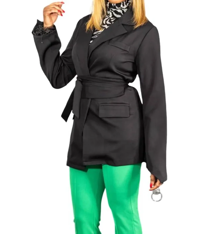 Special Price A-Line Blazer Shirt Top In Black