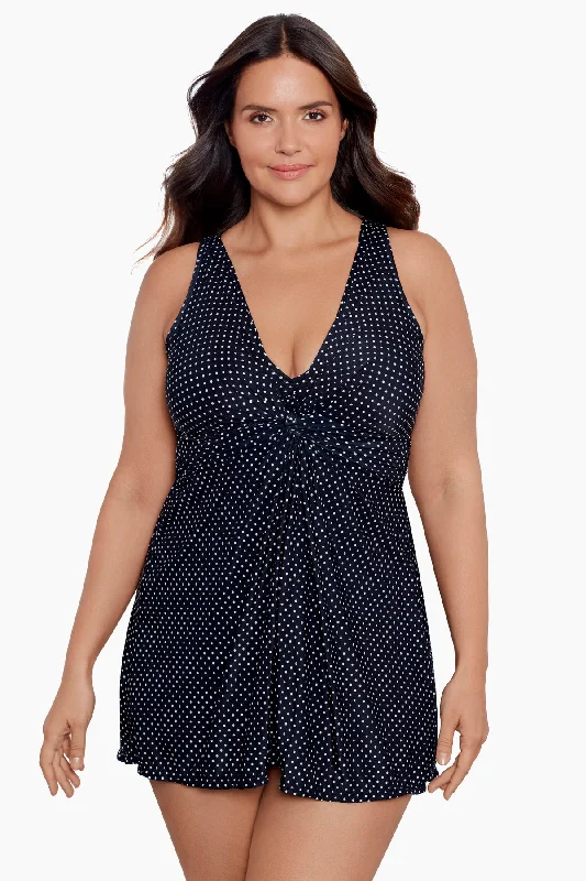 Clearance Event Plus Size Pin Point Marais One Piece Swim Dress