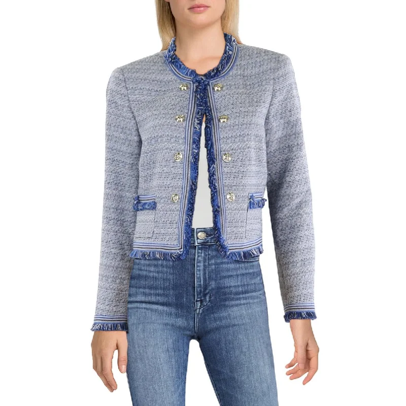 YEAR-End Sale Womens Embellished Fringe Open-Front Blazer