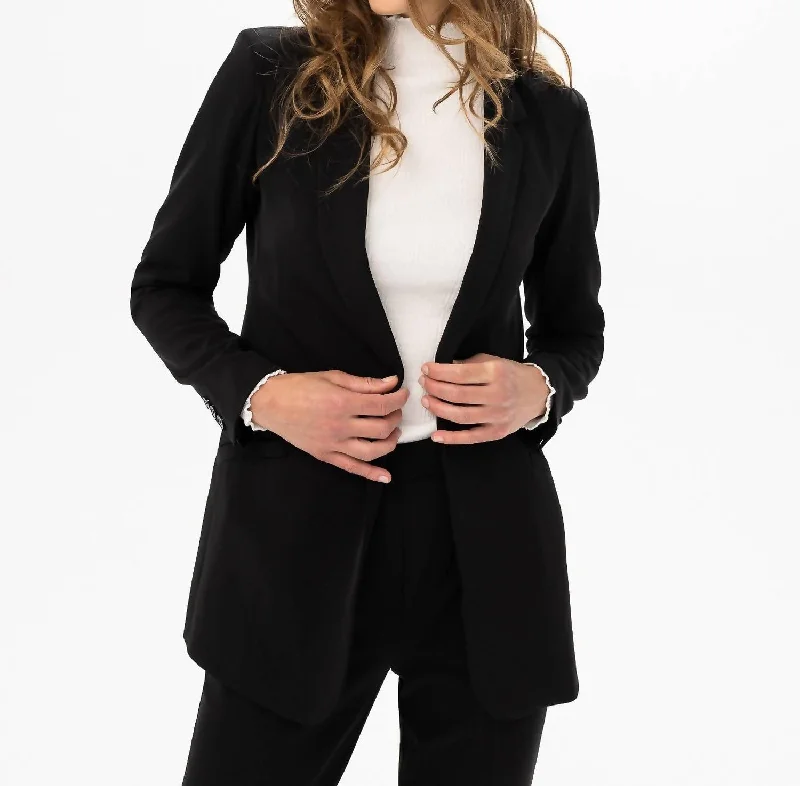 Super Bargain Woven Blazer Jacket In Black