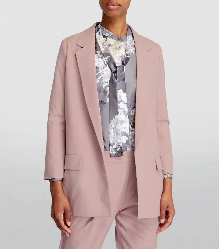 Take Advantage Aleida Long Sleeve Dusty Tri Blazer In Pink