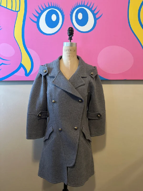 Special Buy Fendi Size 40 Gray Wool Pea Coat