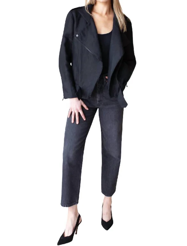 Today’s Deal Linen Moto Jacket In Black