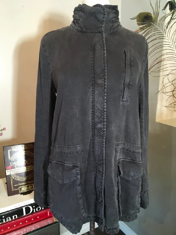 Reduced Prices James Perse Size 2 Off Black Distressed Cotton Jacket