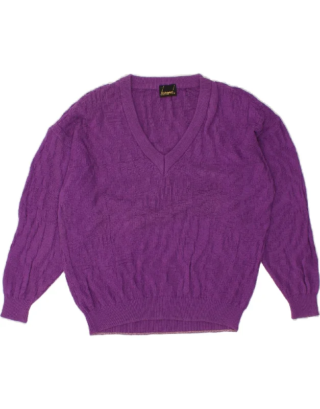 Low Prices VINTAGE Womens V-Neck Jumper Sweater EU 40 Medium Purple