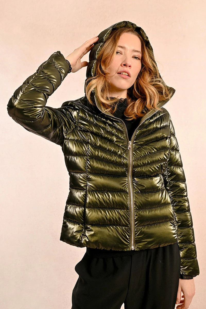 Anniversary Sale Short Iridescent Down Jacket - Khaki