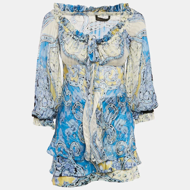 Huge Savings Roberto Cavalli Multicolor Printed Tie-Up Top And Skirt Set S