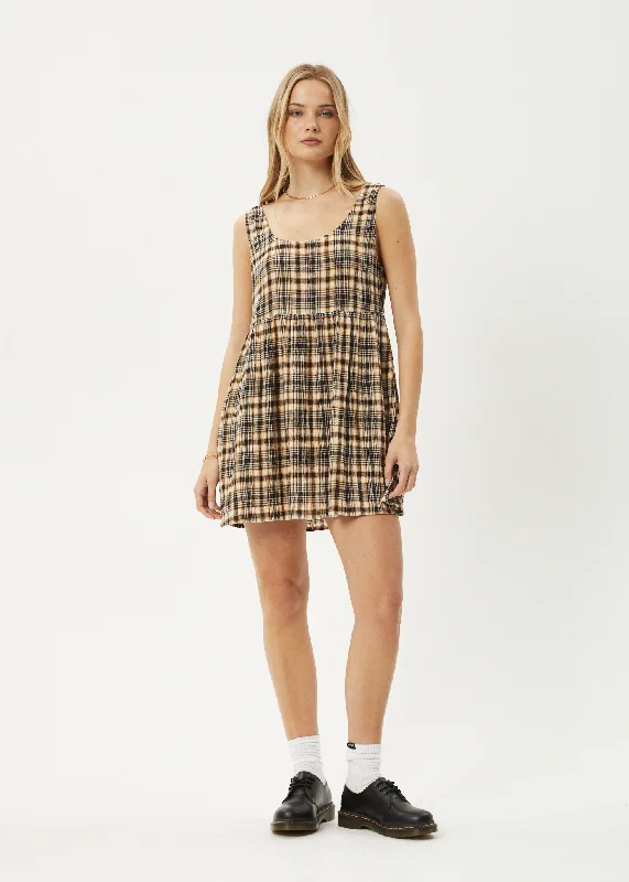 Online Only AFENDS Womens Check Out Jesse - Seersucker Mini Dress - Moonbeam Check
