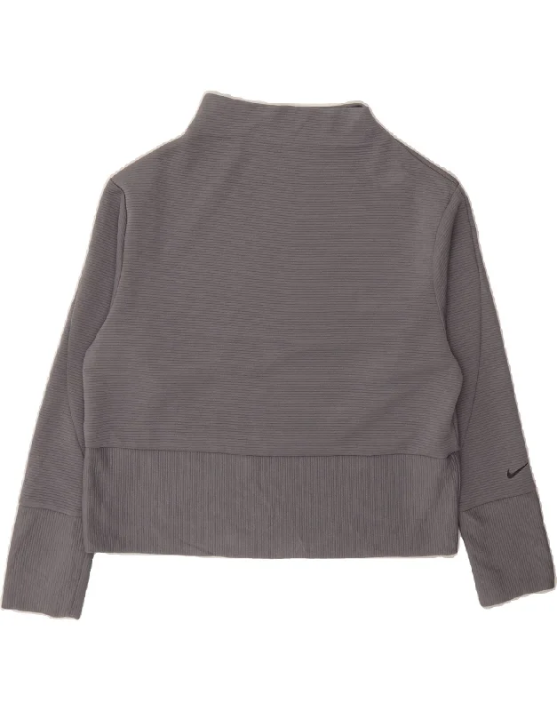 Bargain Prices NIKE Womens Sweatshirt Jumper UK 14 Medium Grey Polyester
