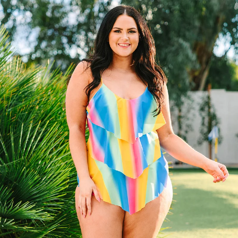Closeout Sale Summertime's Calling Swimsuit, Rainbow