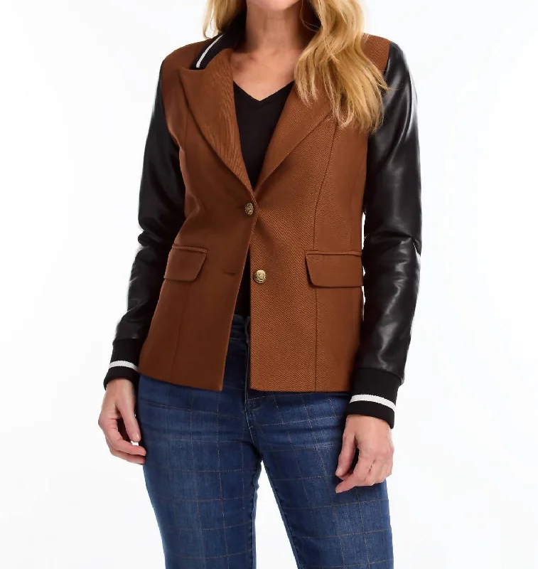 Super Sale Mixed Media Blazer In Espresso