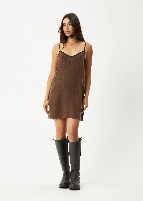 Midnight Madness AFENDS Womens Giselle - Cupro Mini Dress - Coffee
