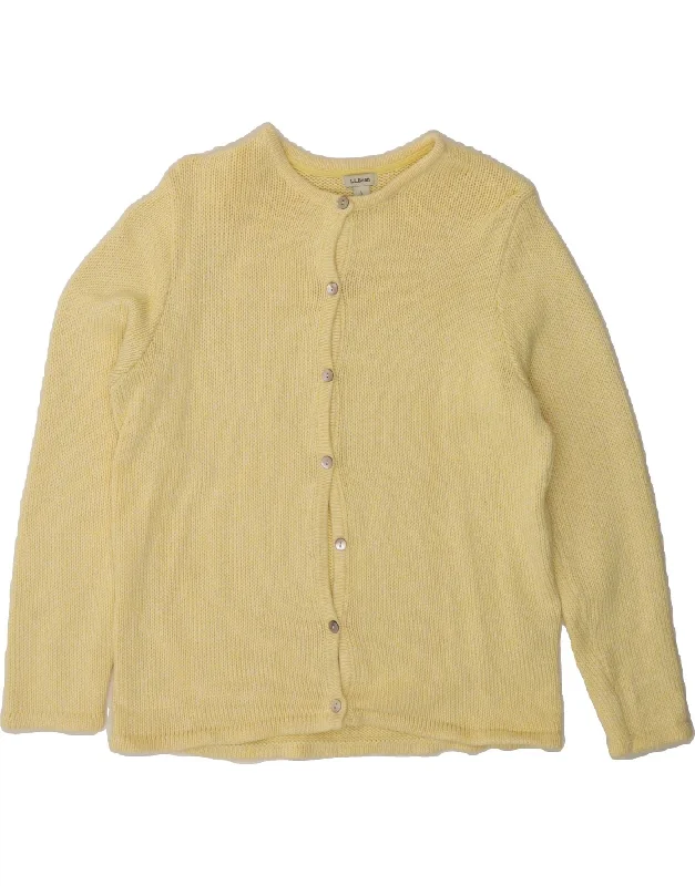 Limited Time L.L.BEAN Womens Cardigan Sweater UK 16 Large Yellow Cotton